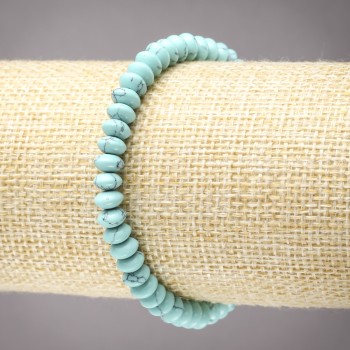 Elastic turquoise bracelet with smooth rondelles, 6×3 mm diameter+