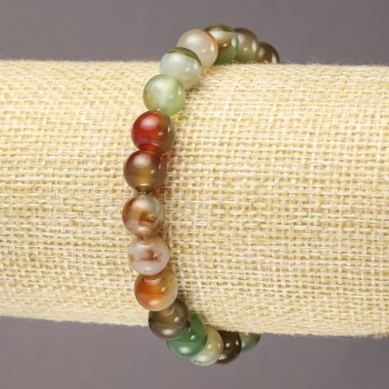 Elastic bracelet with Brazilian Agate, smooth bead, 8 mm diameter, length 18 cm+