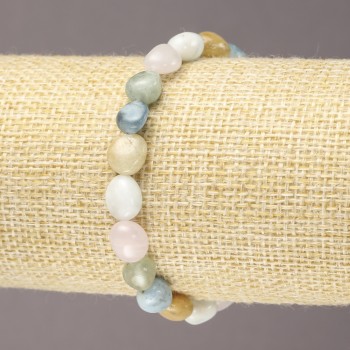 Morganite Faceted Bead Bracelet, Natural Stone, Bead Size 7×9 mm (±)