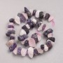 Unpolished stone beads Pink Quartz and Amethyst on thread with a crimp bead, diameter 12x20 mm ±, length 42 cm ±
