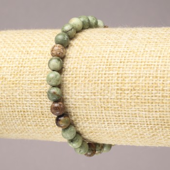 Elastic bracelet with natural Green Jasper, smooth bead, diameter 6 mm+