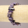Elastic bracelet with natural charoite chips "Needle", diameter 15×3 mm