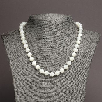 Natural Mother-of-Pearl Necklace, Milky White, diameter 7.5 mm, length 45 cm
