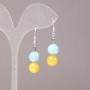 Earrings with natural Aquamarine and Citrine stones, diameter 10mm ±, length 43mm ±