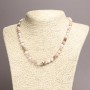 Pink Opal Necklace with natural stone, smooth bead, 6 mm diameter, 45 cm length