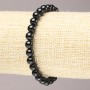 Elastic bracelet with natural black tourmaline, smooth bead, 6mm diameter+