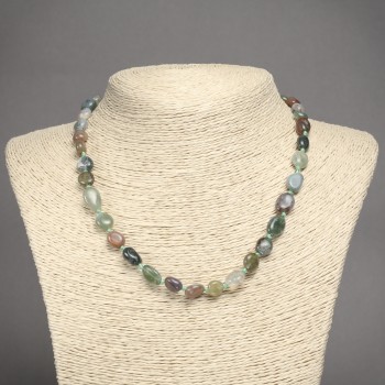 Bead Necklace of Natural Multicolored Jasper, Tumbled, 8x10 mm diameter, 45 cm length