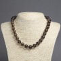 Smoky Topaz Necklace - Natural Stone, Smooth Round Bead, 12 mm Diameter, 45 cm Length ±