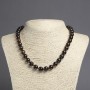 Natural smoky topaz necklace with smooth round beads, 10 mm diameter, 45 cm long