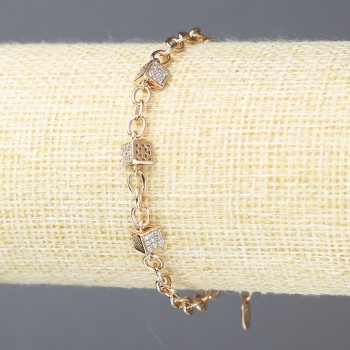 Bracelet Xuping 18K Gold Plating with White Crystals, 4 mm thick + -, length 17x21 cm +