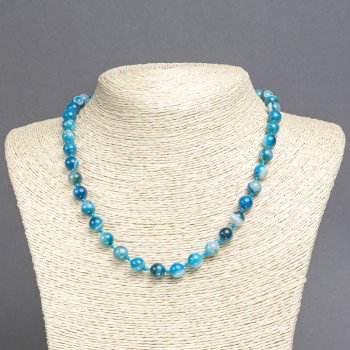 Blue Agate Beads - Smooth Bead, 8mm diameter, 45cm length