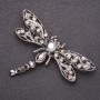 Butterfly Brooch with Gray Crystals, 70×50 mm, Gray Metal