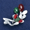 Brooch 'Branch with Assorted Stones' in silver metal 55x52 mm +