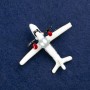 Airplane Brooch, Golden Metal, Enamel and Bead 50x40mm +
