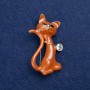 Kitten Brooch in Golden Metal, Enamel, and Crystals, 50×30 mm +