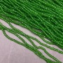 Beads Czech Crystal on beading thread, light-green transparent faceted rondelle, diameter 3×2.5 mm + -, length 36 cm +