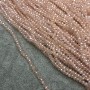 Beads Czech Crystal on beading thread, pale pink transparent faceted rondelle, diameter about 3x2.5 mm, length 36 cm