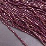 Beads Czech Crystal burgundy matte with gasoline iridescence, faceted rondel, on beading thread, diameter 3×2.5 mm, length 36–38 cm +