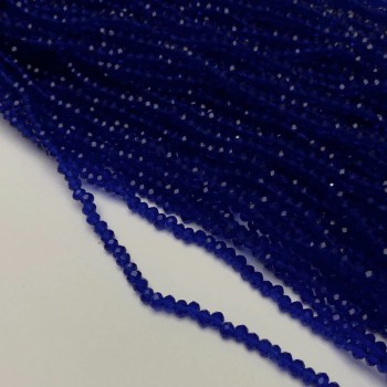 Beads Czech Crystal on thread, dark blue transparent faceted rondelle, diameter 3x2.5mm, length 36-38 cm +