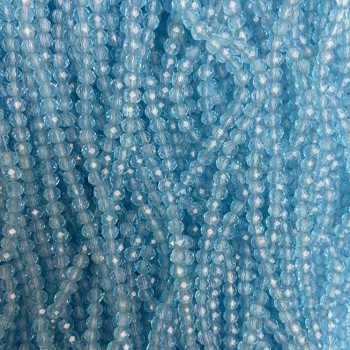 Czech Crystal Beads on Thread, blue transparent faceted rondel, diameter 3.5x3 mm, length 35 m