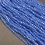 Czech Crystal Beads on Beading Thread, Dark Cornflower Blue Matte with Petrol Iridescence, Faceted Rondelle, Diameter 3.5×3 mm, Length 36–38 cm