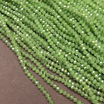 Beads Czech Crystal on thread olive matte with gasoline iridescence, faceted rondel, diameter 3.5x3 mm, +/- length 36-38 cm +