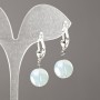 Moonstone Earrings (Synthetic) Smooth Ball, 12 mm Diameter, 32 mm Length