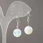 Moonstone Earrings (Synthetic) Faceted Balls, 12 mm Diameter ±, 34 mm Length ±
