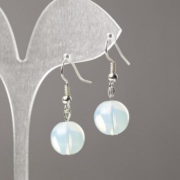 Moonstone Earrings (Synthetic) Smooth Ball, 12 mm diameter +/- 34 mm length +/-