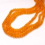 Orange Czech Crystal Beads on Thread, Transparent Faceted Rondelles, Diameter 6x4.5 mm, Length 38-40 cm