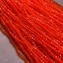 Beads Czech Crystal on beading thread Red-orange transparent faceted rondelle, diameter 3.5×3 mm, length 36-38 cm +/-
