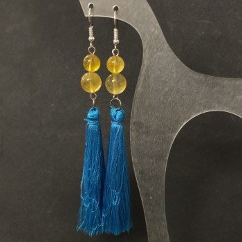 Tassel earrings with natural Citrine, diameter 10-8 mm+-, length 120 mm+-
