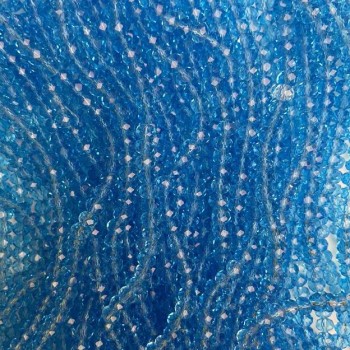 Beads Czech Crystal on beading thread, rich blue transparent faceted rondelle beads, diameter 6 x 4.5 mm, length 38 cm