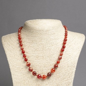 Beaded necklace from natural orange agate, smooth beads, diameter 6-10 mm ±, length 45 cm ±