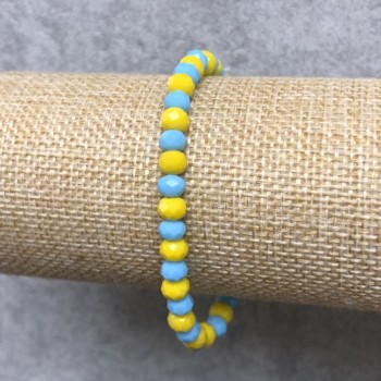 Браслет на гумці з Чеського Кришталю Україна гранований рондель, діаметр 6х4мм+-, довжина 18см+