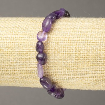 Elastic bracelet with natural amethyst, faceted beads, diameter 10x7 mm+