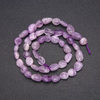 Amethyst natural stone beads, tumbled, diameter 8x10 mm (±), length 38 cm