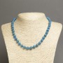 Necklace with Blue Imperial Jasper (pressed) smooth beads, 8 mm diameter ±, length 45 cm ±