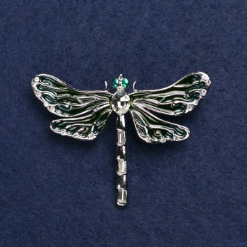 Brooch Butterfly silver metal, enamel and crystals 44x60mm +