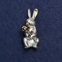 Brooch Bunny with Flower Gold-Tone Metal, Enamel and Crystals 50x22mm +