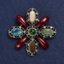 Accent Brooch with Golden Metal, Assortment of Stones, Enamel and Crystals 62mm +