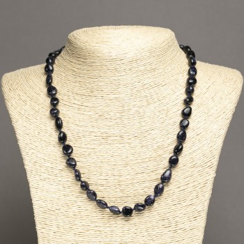 Aventurine Necklace 'Blue Sand Night of Cairo' Faceted Beads, diameter 10x8 mm, length 45 cm ±