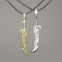 Couple Pendants: Blade on Cord 75x15 mm + -, length 45–50 cm