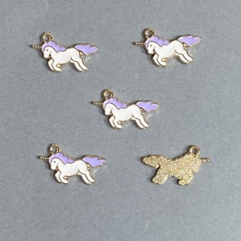 Unicorn Pendant Findings Enamel Finish, 9pcs, 22x12mm