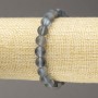 Elastic bracelet with opal glass, smooth gray matte beads, diameter 8 mm, length 18 cm
