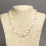 Opal glass necklace, White Chameleon, faceted beads, 10x7 mm, length 45 cm