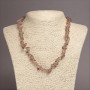 Necklace of natural smoky quartz chip beads, 6-8 mm diameter, 45 cm length on extender chain