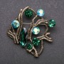 Large Brooch Accent with Green Crystals 'Chameleon'