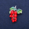 Brooch-pendant 'Grapes' with Coral Beads (Artificial) and Green Enamel, Silver-Tone Metal 35x45mm