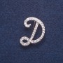 Брошка ініціал буква "Д" колір металу срібло 3х2см